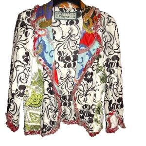 Vintage Nothing Matches Artsy Floral Paisley Blazer Jacket Fringed Womens Medium